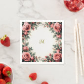 Vintager Name Französischer Blumenkohl-Rose Blume Serviette (Beispiel)