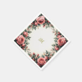 Vintager Name Französischer Blumenkohl-Rose Blume Serviette (Ecke)