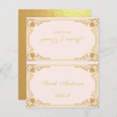 Vintager Name Hochzeitsnahrung in Rosa Gold Platzk (Vorne/Hinten)