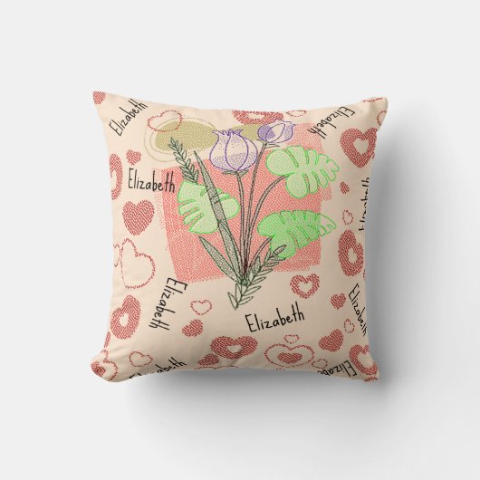 Vintager Name Kinderzimmer Blumenkinder Kissen (Vorderseite)
