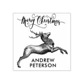 Vintager Name und Weihnachtsbaum Liniar Gummistempel (Prägung)