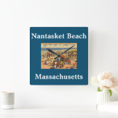 Vintager Nantasket Beach, Hull, Mass Quadratische Wanduhr (Zuhause)