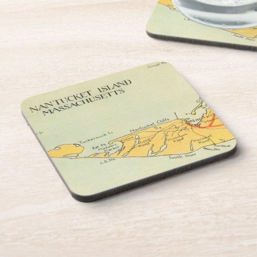 Vintager Nantucket Karten-Untersetzer Untersetzer (Linke Seite)