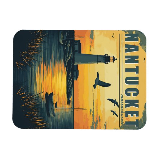 Vintager Nantucket, Massachusetts - Inselcharakter Magnet (Horizontal)