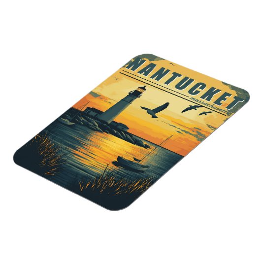 Vintager Nantucket, Massachusetts - Inselcharakter Magnet (Linke Seite)