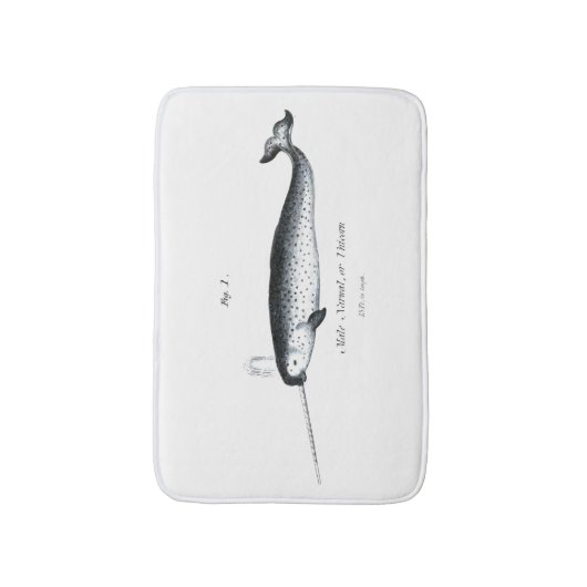 Vintager Narwal-Einhornwal-Hipster Badematte (Vorderseite Vertikal)