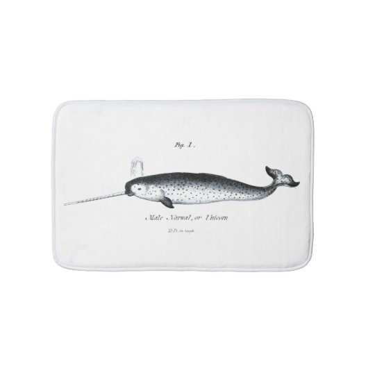 Vintager Narwal-Einhornwal-Hipster Badematte (Vorderseite)