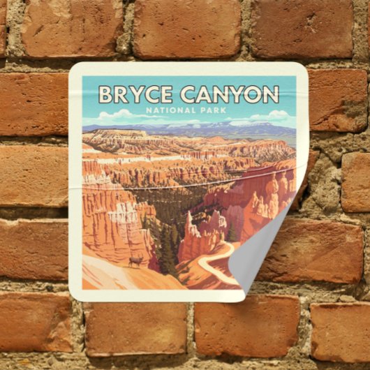 Vintager Nationalpark Bryce Canyon Quadratischer Aufkleber