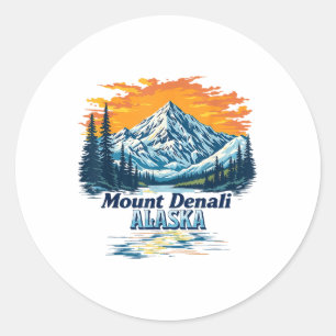 Vintager Nationalpark Denali Alaska Mountain S Runder Aufkleber