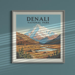 Vintager Nationalpark Denali Poster