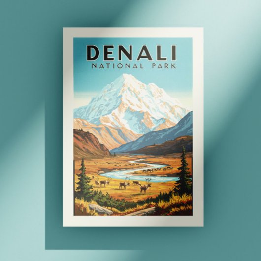 Vintager Nationalpark Denali Postkarte