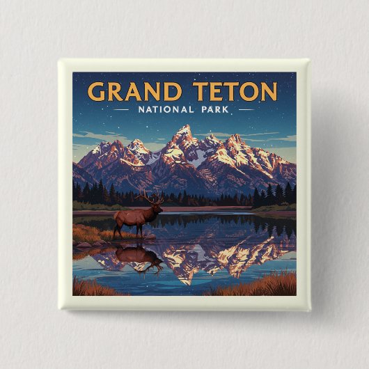Vintager Nationalpark Grand Teton Button (Vorderseite)