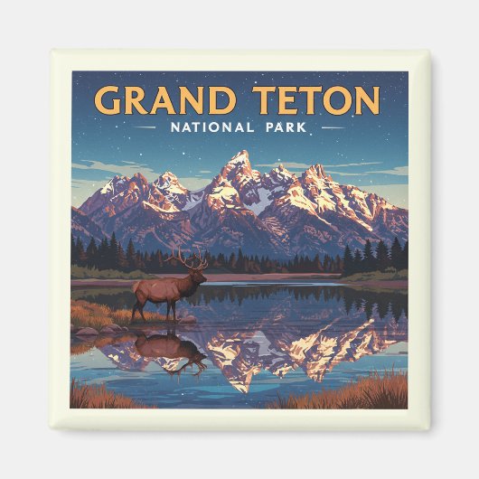 Vintager Nationalpark Grand Teton Magnet (Vorne)