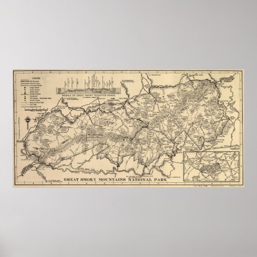 Vintager Nationalpark Great Smoky Mountains Poster (Vorne)
