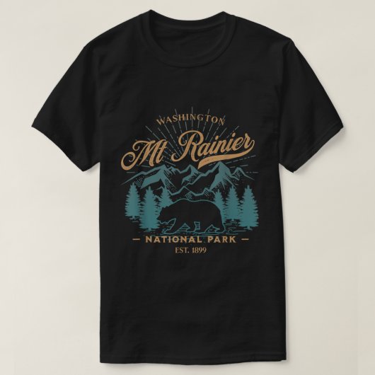 Vintager Nationalpark Mount Rainier T-Shirt (Design vorne)