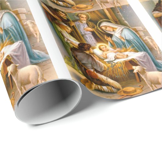 Vintager Nativity Geschenkpapier (Rolleneckpunkt)