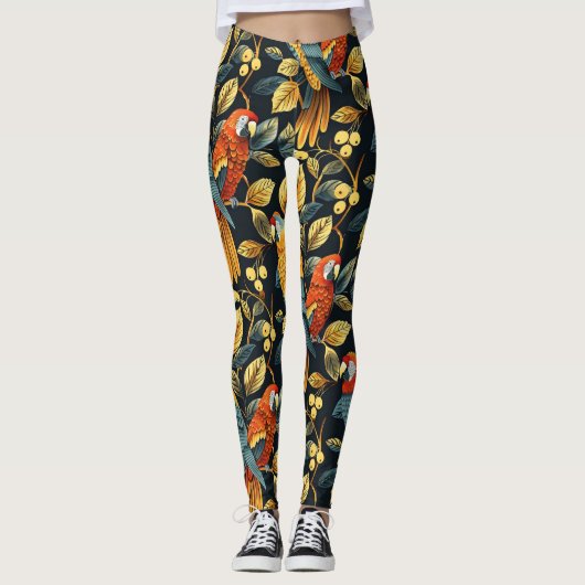 Vintager Naturpapagei Leggings (Vorderseite)