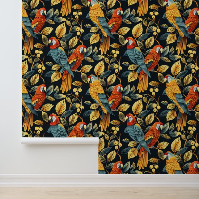 Vintager Naturpapagei Tapete (Anwendung)