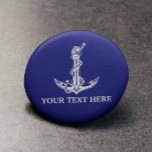 Vintager Nautic Anchor lässt Ihren Text hier ersch Button<br><div class="desc">Vintage Nautical Anchor Rope Boat Name Design for Boat Lovers.</div>
