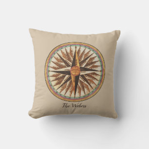 Vintager Nautic Compass Custom Throw Pillow Kissen