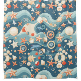 Vintager Nautic Map Duschvorhang