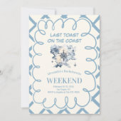 Vintager Nautical Compass Blue Ribbon Bachelorette Einladung (Vorderseite)