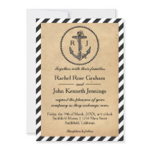 Vintager Nautikanker - Einladung zur Hochzeit