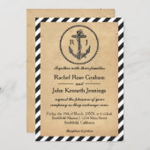 Vintager Nautikanker - Einladung zur Hochzeit (Vorne/Hinten)