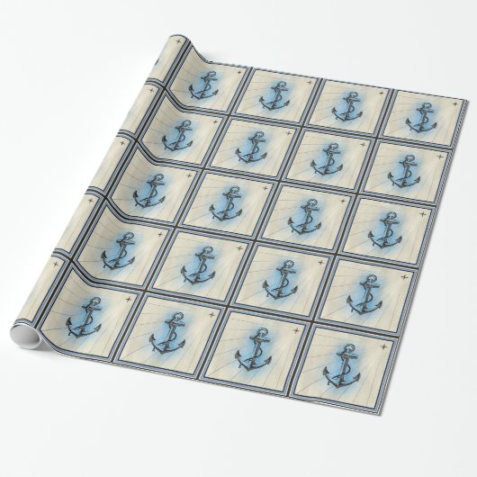 Vintager Nautikanker Geschenkpapier (Ungerollt)