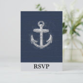 Vintager Nautikanker RSVP Karte (Stehend Vorderseite)