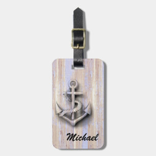 Vintager nautischer Anker aus Holz personalisiert Gepäckanhänger