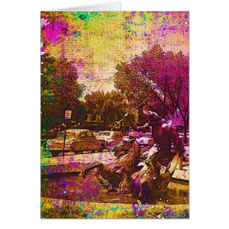 Vintager Neptun-Brunnen Farbenfrohe Grunge