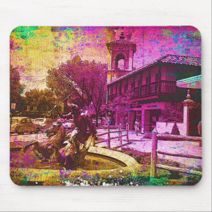 Vintager Neptun-Brunnen Farbenfrohe Grunge Mousepad