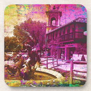 Vintager Neptun-Brunnen Farbenfrohe Grunge Untersetzer