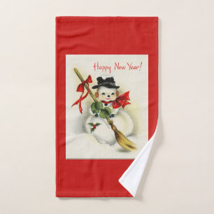 Vintager neues JahrSnowman Handtuch