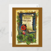 Vintager Neujahrstag Postkarte (Vorne/Hinten)