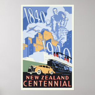 Vintager NeuseelandCentennial Poster