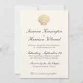 Vintager neutraler Single-Seashell-Hochzeit Einladung (Vorderseite)