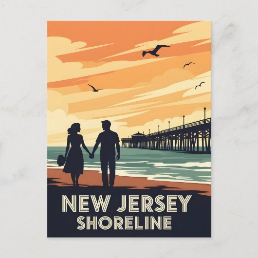 Vintager New Jersey Shoreline Sunset Postkarte (Vorderseite)