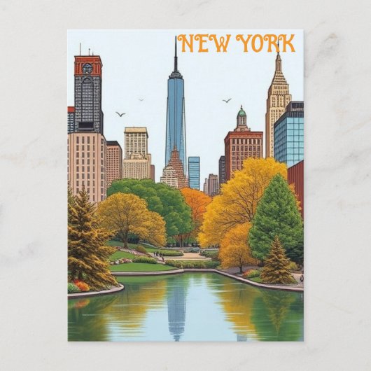 Vintager New York City Central Park Postkarte (Vorderseite)