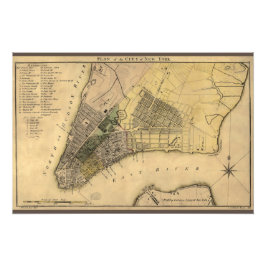 Vintager New Yorker Stadtplan, 1789, wiederhergest Fotodruck
