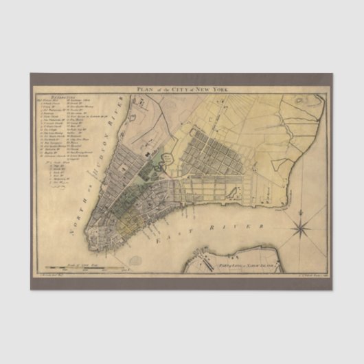 Vintager New Yorker Stadtplan, 1789, wiederhergest Seidenpapier (Vorderseite)