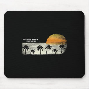 Vintager Newport Beach Ca Ocean Sunset and Palm Tr Mousepad