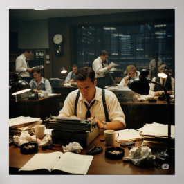 Vintager Newsroom-Grafik Poster