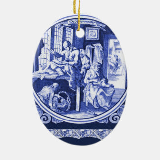 Vintager niederländischer blauer keramik ornament
