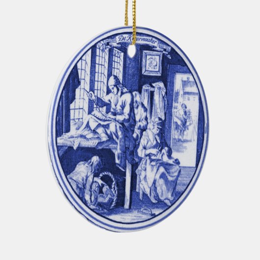 Vintager niederländischer blauer keramik ornament (Rechts)