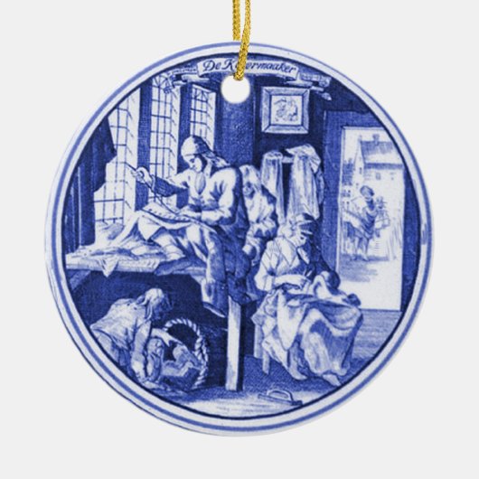 Vintager niederländischer blauer keramik ornament (Vorne)