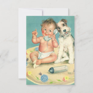 Vintager Niedlicher Baby- und Welpenhundewechsel Ankündigung