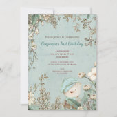 Vintager Niedlicher Bär Botanischer 1. Geburtstag  Einladung (Vorderseite)