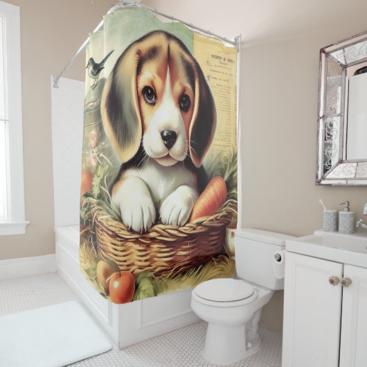 Vintager Niedlicher Beagle Welpe Duschvorhang (Beispiel)